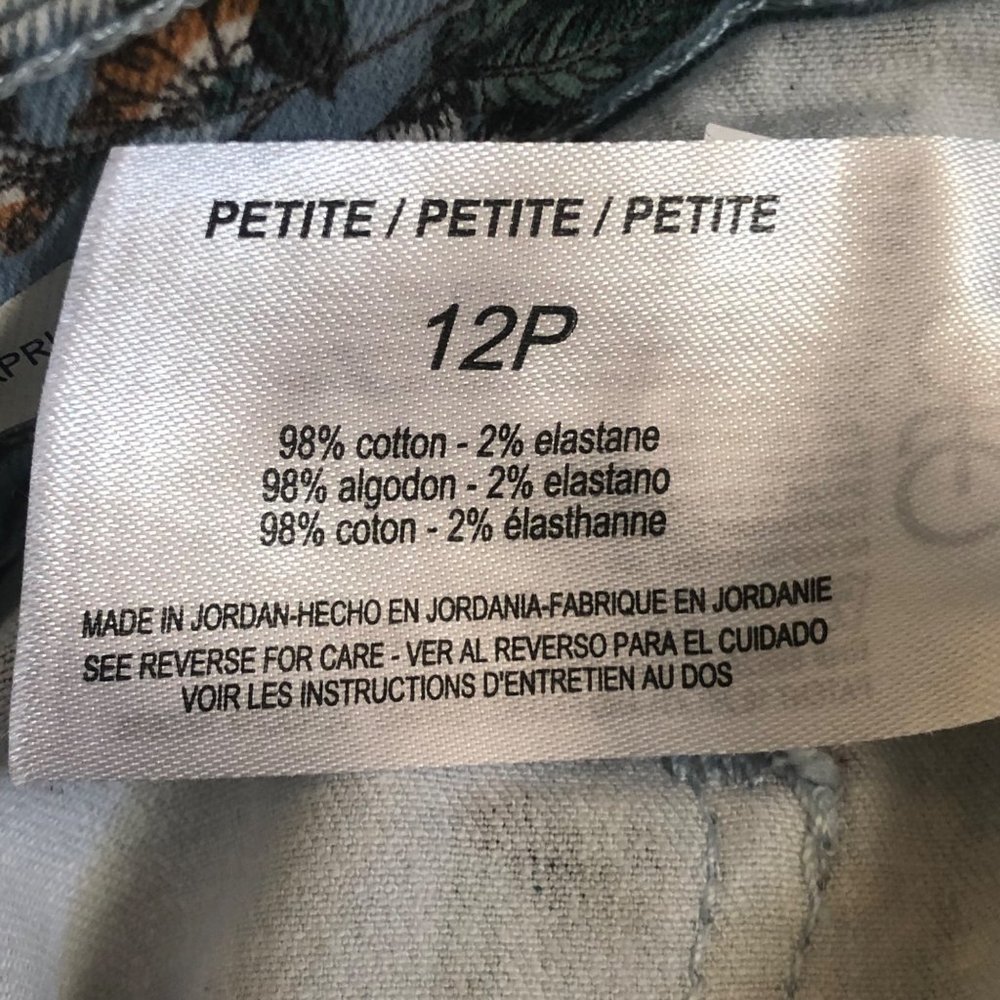 Code Bleu Size 12 Petite Blue Tropical Print Classic Capri - Picture 9 of 12